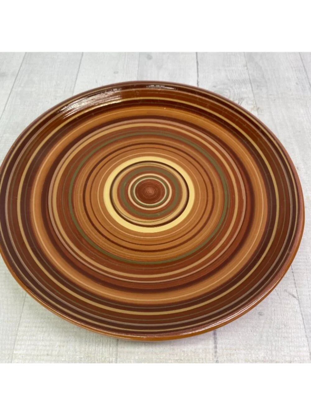 Raymond Waites Certified Intl RONDO Brown Rust Yellow Rings Dinner Plate Set 4